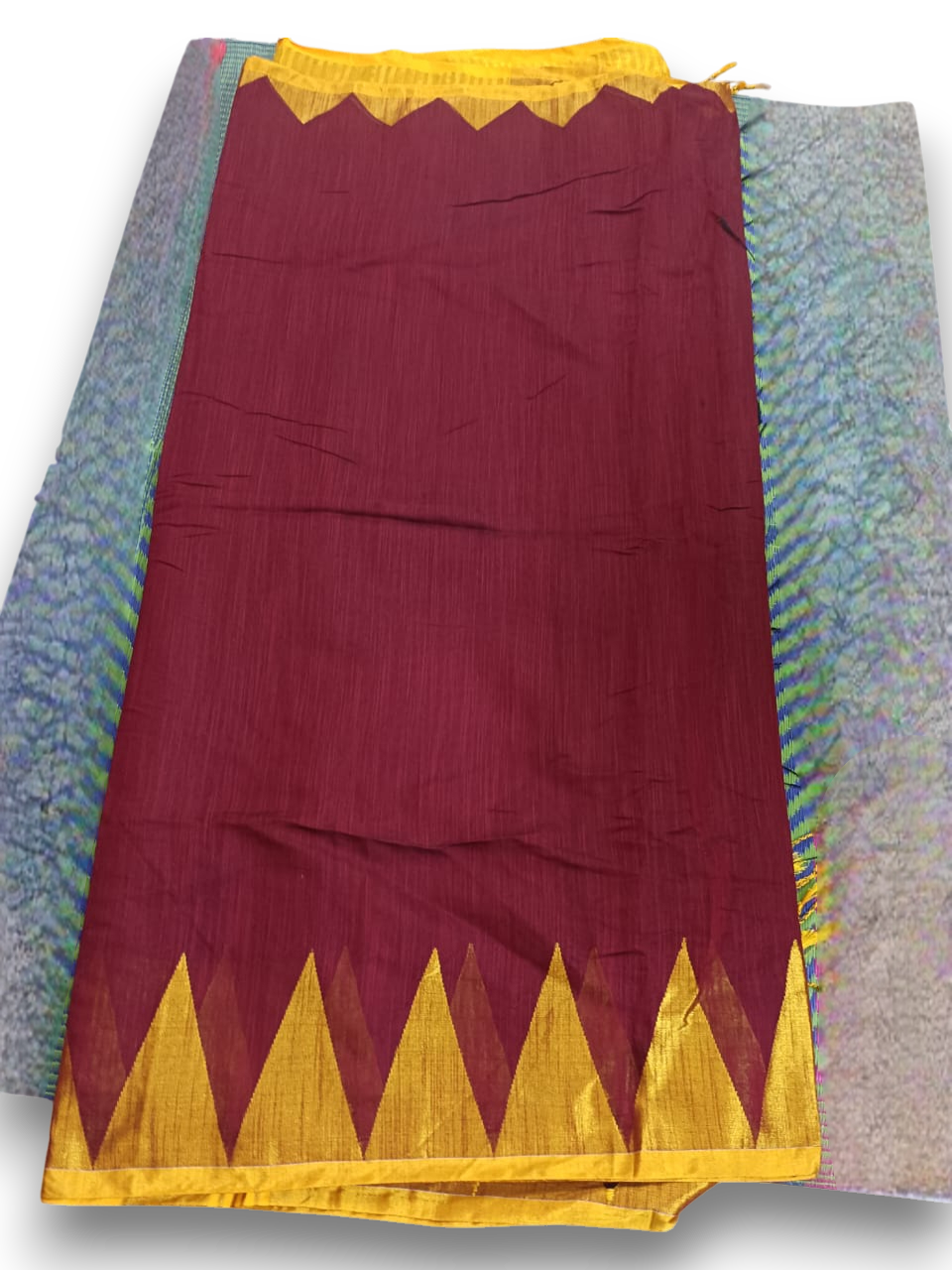 Maroon Linen Handloom Saree